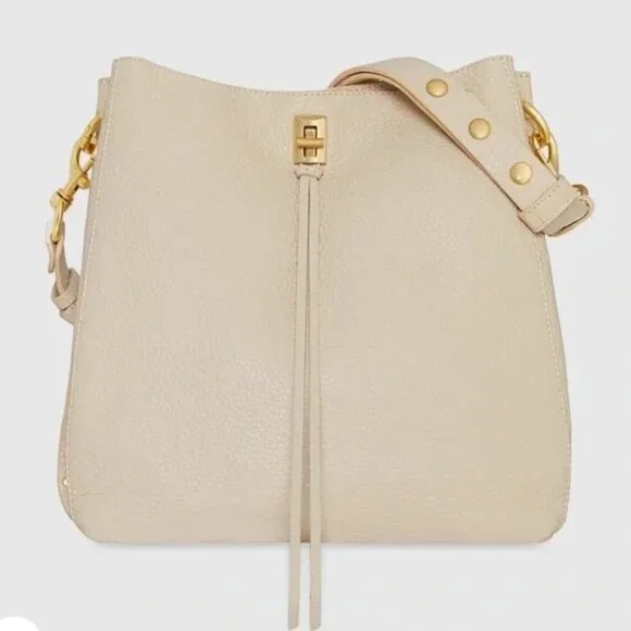 Rebecca Minkoff Ivory Darren Pebbled Leather Bucket Shoulder Bag - Picture 1 of 14